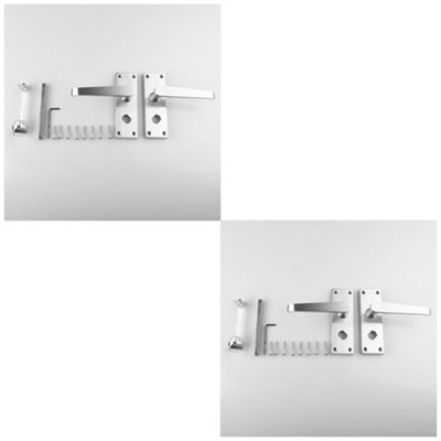 2 PACK - Straight Victorian Bathroom Latch Door Handle - Polished Chrome Lever Backplate