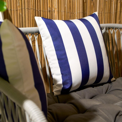 2 Pack Stripe Water Resistant Outdoor Filled Cushions Garden