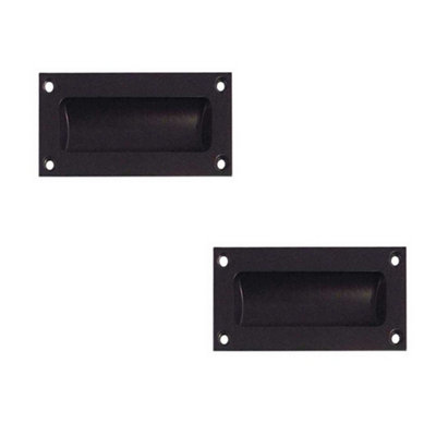 2 PACK Stylish 102mm Black Flush Pulls for Doors and Drawers - Recessed Door Handle