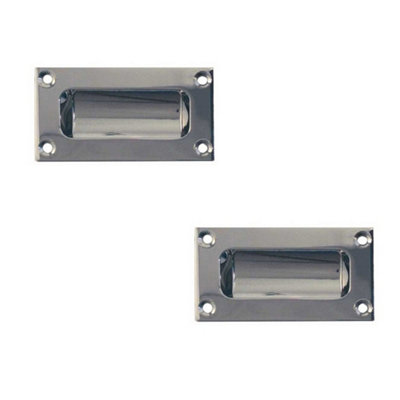 2 PACK Stylish 102mm Flush Pulls in Polished Chrome for Doors and Drawers - Recessed Door Handle