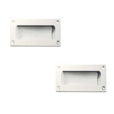 2 PACK Stylish 102mm White Flush Pulls for Sliding Doors and Drawers - Recessed Door Handle