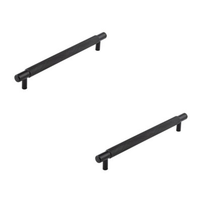 2 PACK Stylish 224mm Black Cabinet Handle for Modern Interiors Kitchen Drawer Pull Handle