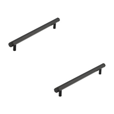 2 PACK Stylish 224mm Black Cabinet Handle for Modern Interiors - Kitchen Drawer Pull Handle