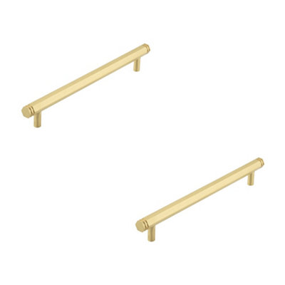 2 PACK Stylish 224mm Satin Brass Cabinet Handle for Modern Interiors - Kitchen Drawer Pull Handle