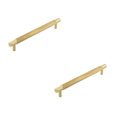 2 PACK Stylish 224mm Satin Brass Cabinet Handle for Modern Spaces - Kitchen Drawer Pull Handle