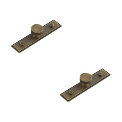 2 PACK Stylish 30mm Antique Brass Cupboard Knob with Stepped Backplate - Kitchen Cabinet Knob