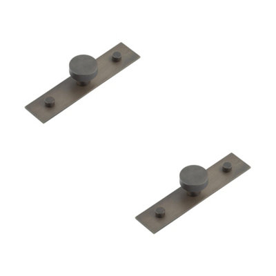 2 PACK Stylish 30mm Dark Bronze Cupboard Knob with Plain Backplate - Kitchen Cabinet Knob