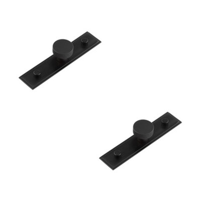 2 PACK Stylish 30mm Matt Black Cupboard Knob with Stepped Backplate - Kitchen Cabinet Knob