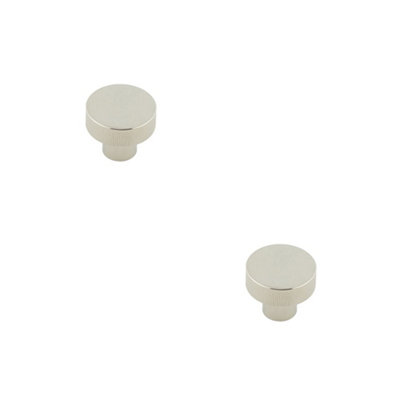 2 PACK Stylish 30mm Polished Nickel Cupboard Knob with Unique Knurling Design - Kitchen Cabinet Knob