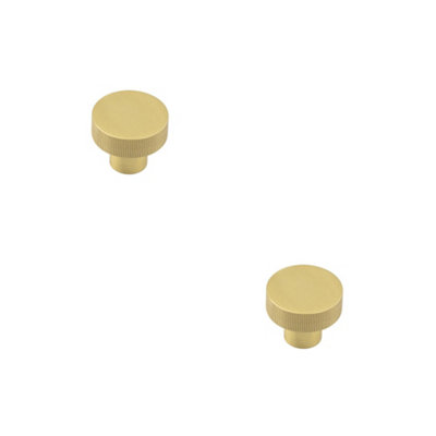 2 PACK Stylish 30mm Satin Brass Cupboard Knob for Modern Interiors Kitchen Cabinet Knob