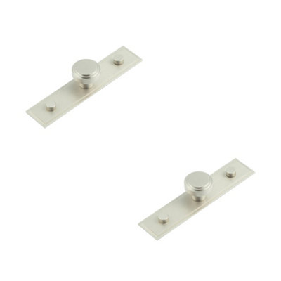 2 PACK Stylish 30mm Satin Nickel Cupboard Knob with Stepped Backplate Kitchen - Cabinet Knob