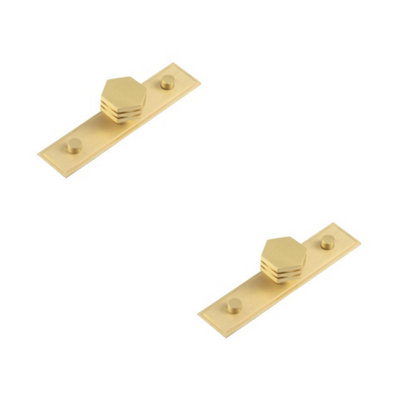 2 PACK Stylish 30mm Stepped Satin Brass Cupboard Knob for Modern Interiors - Kitchen Cabinet Knob