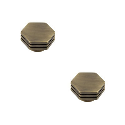 2 PACK Stylish 40mm Antique Brass Cupboard Knob for Modern Interiors - Kitchen Cabinet Knob