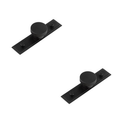 2 PACK Stylish 40mm Black Cupboard Knob with Stepped Backplate - Kitchen Cabinet Knob