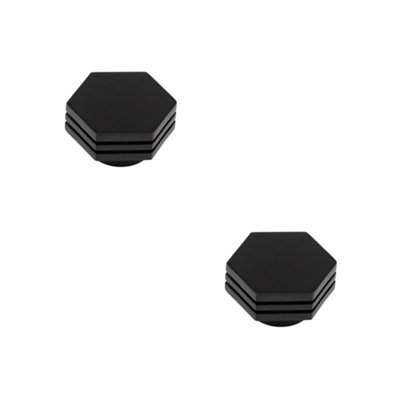 2 PACK Stylish 40mm Black Hexagon Cupboard Knob for Modern Interiors - Kitchen Cabinet Knob