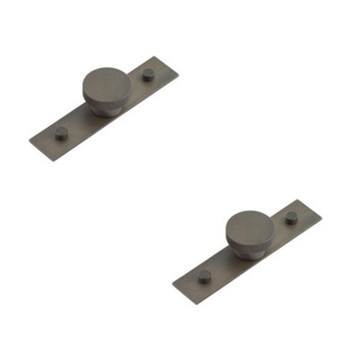 2 PACK Stylish 40mm Dark Bronze Cupboard Knob with Plain Backplate - Kitchen Cabinet Knob