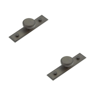 2 PACK Stylish 40mm Dark Bronze Cupboard Knob with Stepped Backplate - Kitchen Cabinet Knob
