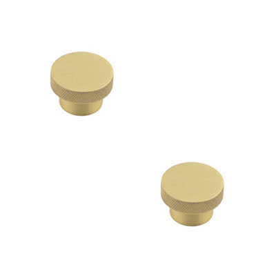 2 PACK Stylish 40mm Satin Brass Cupboard Knob for Modern Decor - Kitchen Cabinet Knob