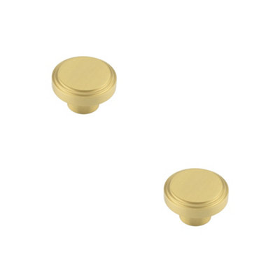 2 PACK Stylish 40mm Satin Brass Cupboard Knob for Modern Interiors Kitchen - Cabinet Knob