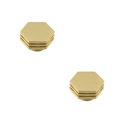 2 PACK Stylish 40mm Satin Brass Cupboard Knob for Modern Interiors Kitchen Cabinet Knob