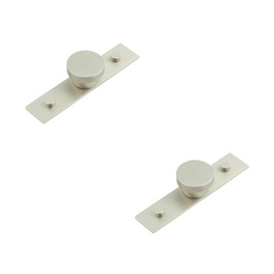 2 PACK Stylish 40mm Satin Nickel Cupboard Knob with Backplate - Kitchen Cabinet Knob