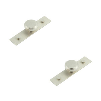 2 PACK Stylish 40mm Satin Nickel Cupboard Knob with Plain Backplate - Kitchen Cabinet Knob