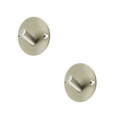 2 PACK Stylish 45mm Satin Stainless Steel Single Robe Hook for Modern Bathrooms - Wall Mounted Clothing Hook