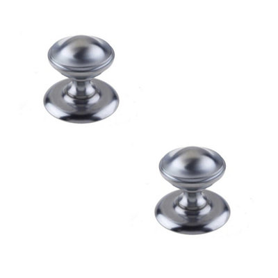 2 PACK Stylish 66mm Satin Chrome Centre Door Knob for Modern Interiors - External Front Door Knob