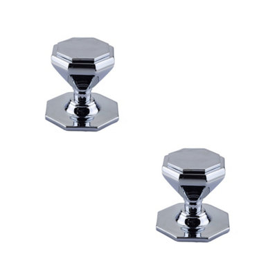 2 PACK Stylish 70mm Polished Chrome Centre Door Knob for Modern Interiors - External Front Door Knob