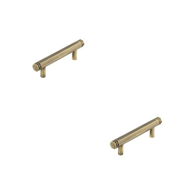 2 PACK Stylish 96mm Antique Brass Cabinet Handle for Modern and Traditional Interiors - Kitchen Drawer Pull Handle