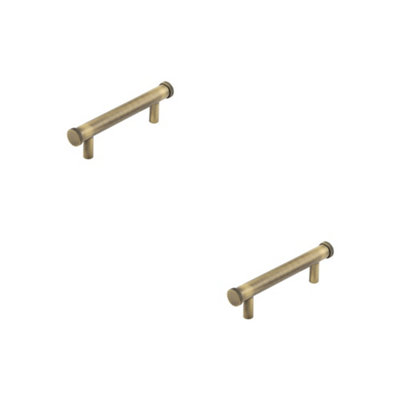 2 PACK Stylish 96mm Antique Brass Cabinet Handle with Knurled Design Kitchen Drawer Pull Handle