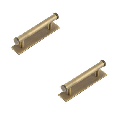 2 PACK Stylish 96mm Antique Brass Cabinet Handle with Knurled Design - Kitchen Drawer Pull Handle