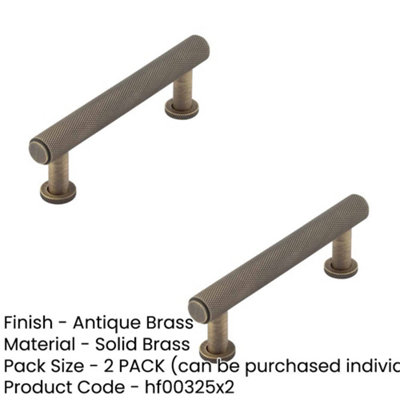 2 PACK Stylish 96mm Antique Brass Knurled Cabinet Handle for Modern and ...