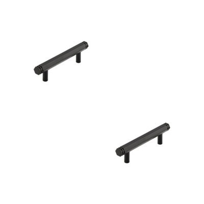 2 PACK Stylish 96mm Black Cabinet Handle Crafted from Solid Brass - Kitchen Drawer Pull Handle