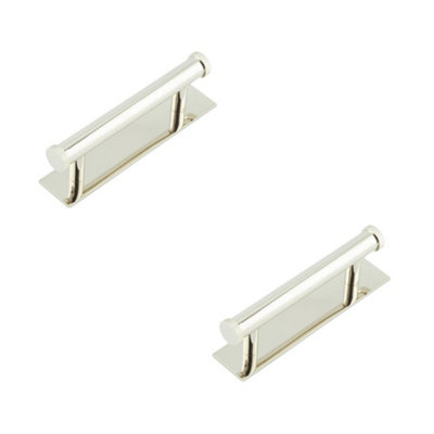 2 PACK Stylish 96mm Centre Cabinet Handle with Polished Nickel Finish - Kitchen Drawer Pull Handle