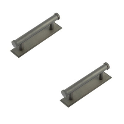 2 PACK Stylish 96mm Dark Bronze Cabinet Handle with Stepped Backplate - Kitchen Drawer Pull Handle