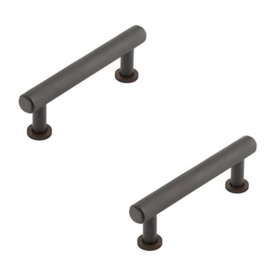 2 PACK Stylish 96mm Dark Bronze Knurled Cabinet Handle - Kitchen Drawer Pull Handle
