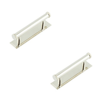 2 PACK Stylish 96mm Polished Nickel Cabinet Handle with Stepped Backplate Kitchen Drawer Pull Handle
