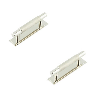 2 PACK Stylish 96mm Polished Nickel Cabinet Handle with Stepped Backplate - Kitchen Drawer Pull Handle