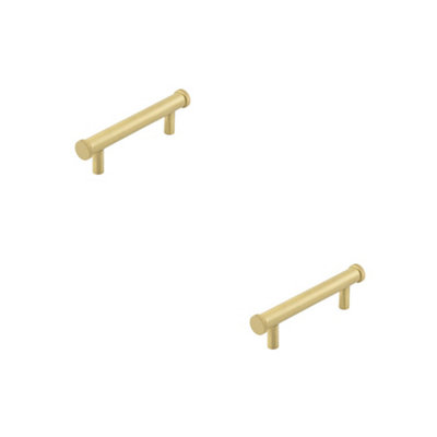 2 PACK Stylish 96mm Satin Brass Cabinet Handle for Modern Interiors Kitchen Drawer Pull Handle