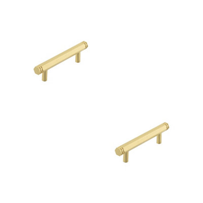 2 PACK Stylish 96mm Satin Brass Cabinet Handle for Modern Interiors - Kitchen Drawer Pull Handle