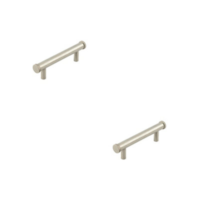 2 PACK Stylish 96mm Satin Nickel Cabinet Handle with Knurled Design Kitchen Drawer Pull Handle