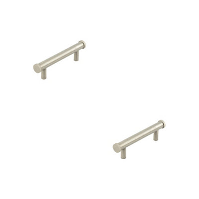 2 PACK Stylish 96mm Satin Nickel Cabinet Handle with Knurled Design - Kitchen Drawer Pull Handle