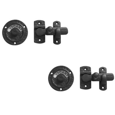 2 PACK Stylish Antique Bathroom Indicator Bolts 70mm Diameter Black Finish - Bathroom Toilet Door Latch