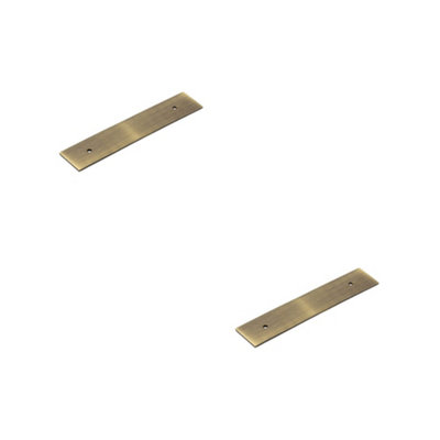 2 PACK Stylish Antique Brass Backplates for Cabinet Handle - 140x30mm - Kitchen Drawer Pull Handle