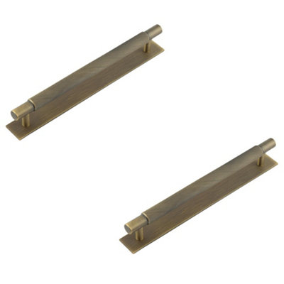 2 PACK Stylish Antique Brass Cabinet Handle with 224mm Centers for Modern Interiors - Kitchen Drawer Pull Handle