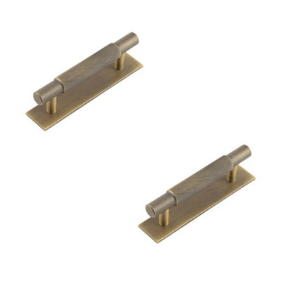 2 PACK Stylish Antique Brass Cabinet Handle with 96mm Centers - Kitchen Drawer Pull Handle