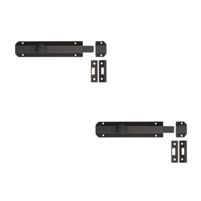 2 PACK Stylish Architectural Slide Door Bolts in Matt Black Finish - 150x35mm - Door Bolt Lock