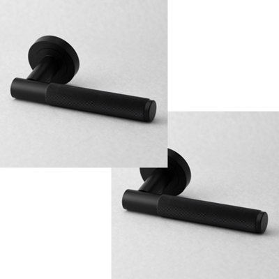 2 PACK Stylish Black Knurled Door Handle for Modern Interiors - Interior Handle