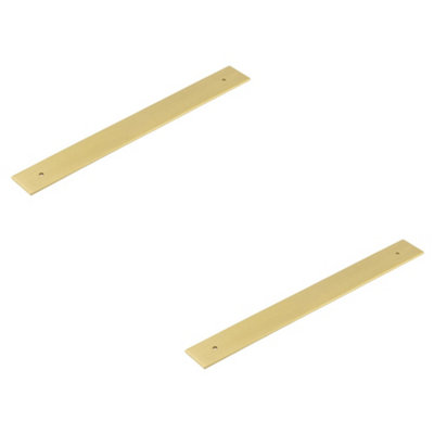 2 PACK Stylish Brass Backplates for Cabinet Handle - 268x30mm Satin Finish - Kitchen Drawer Pull Handle